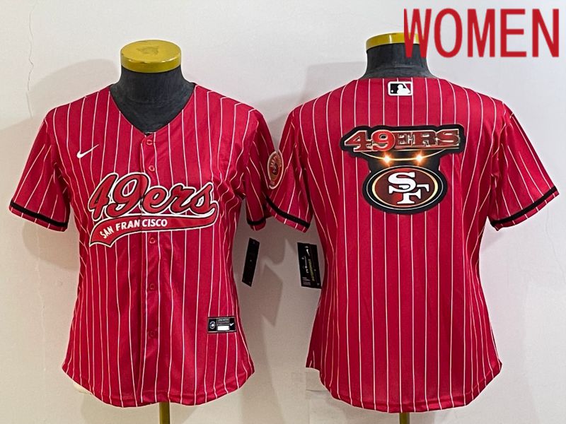 Women San Francisco 49ers Blank Red stripe 2022 Nike Co branded NFL Jersey